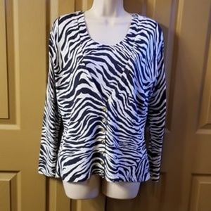 Zebra Print Top and Cardigan Set SZ S